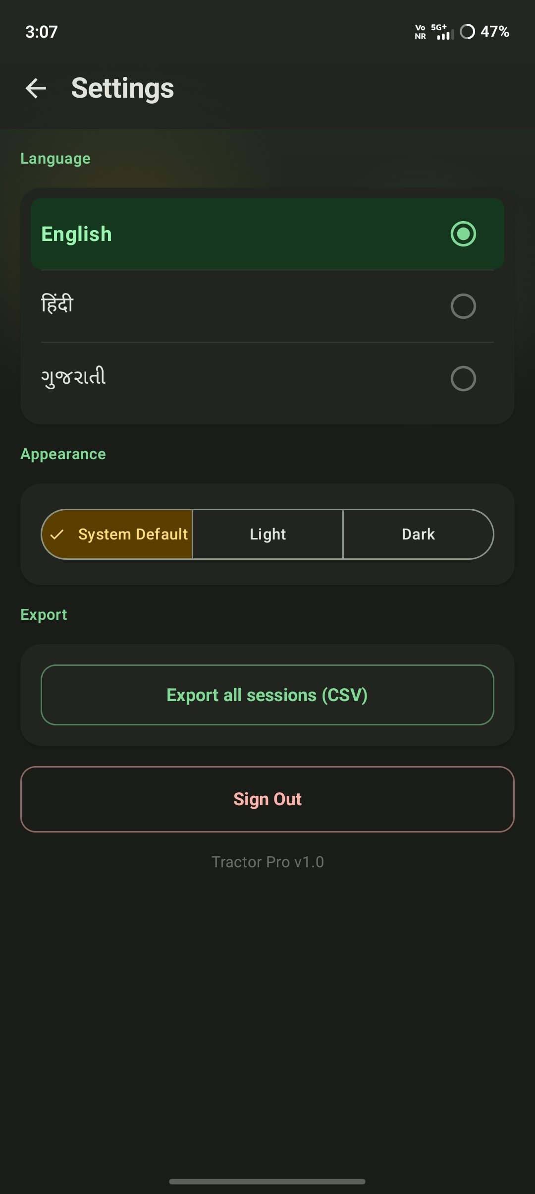 Settings configuration language options